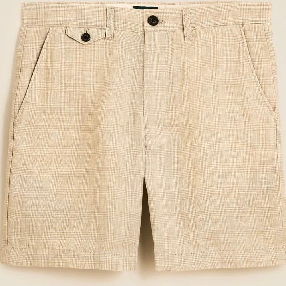 J. Crew 7in Linen Shorts in Natural Tan